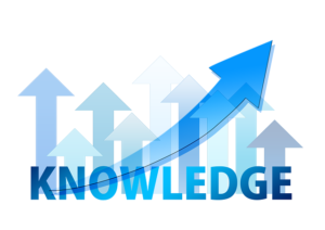 The very colorful illustration of knowledge with arrows pointing upward.